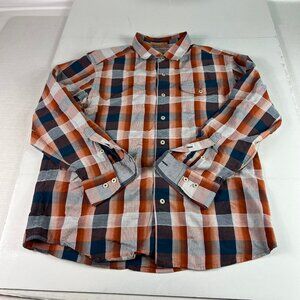 Tommy Bahama Shirt Men's Large Orange Plaid Button Down Silk Blend Long Sleeve